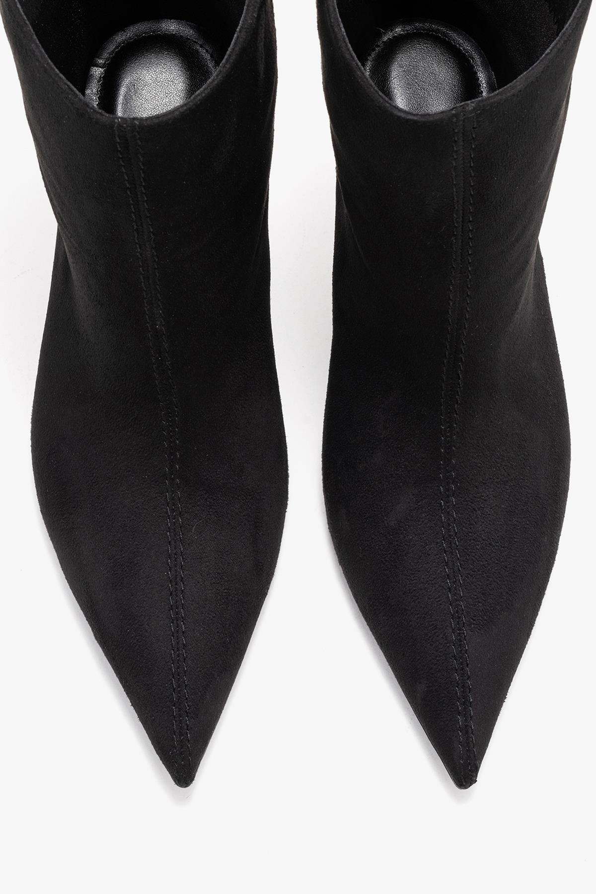 Brivelle - Black Suede Pointed Toe Heeled Boot (Women)