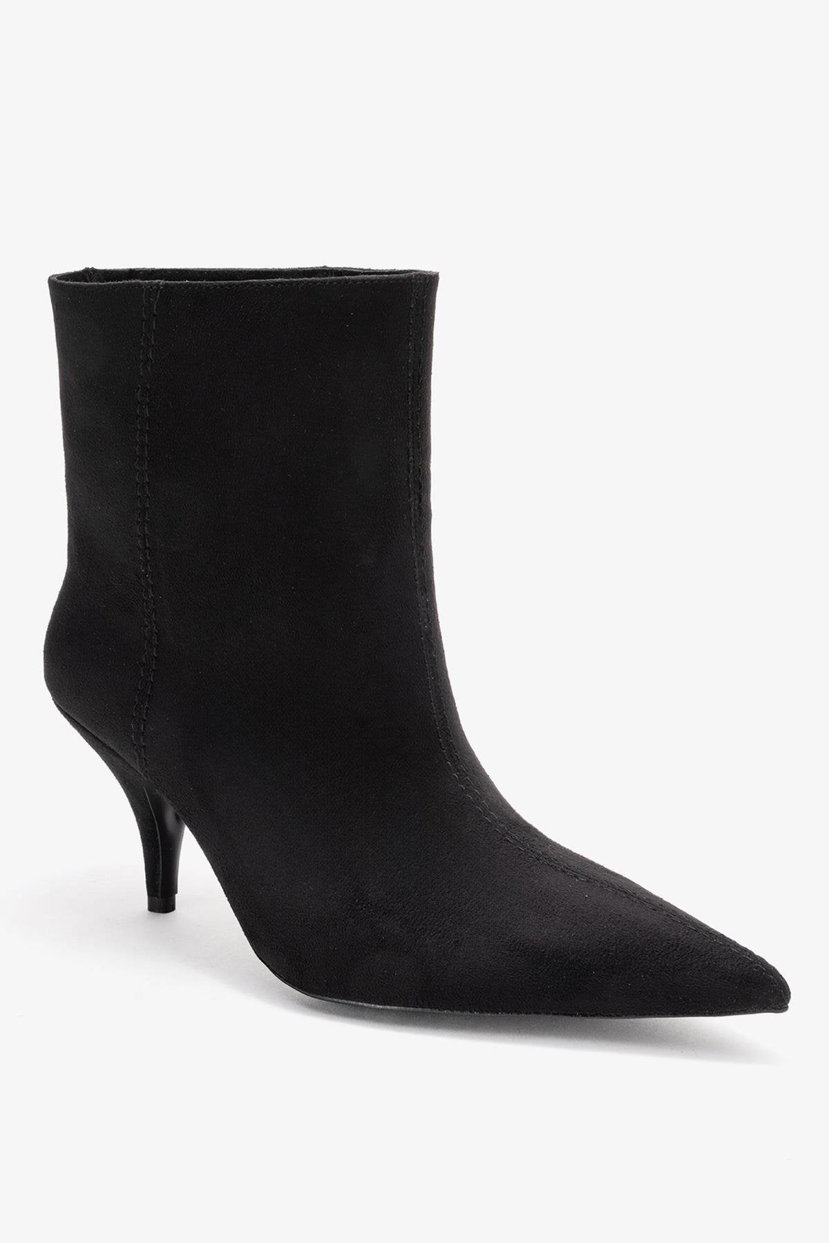 Brivelle - Black Suede Pointed Toe Heeled Boot (Women)