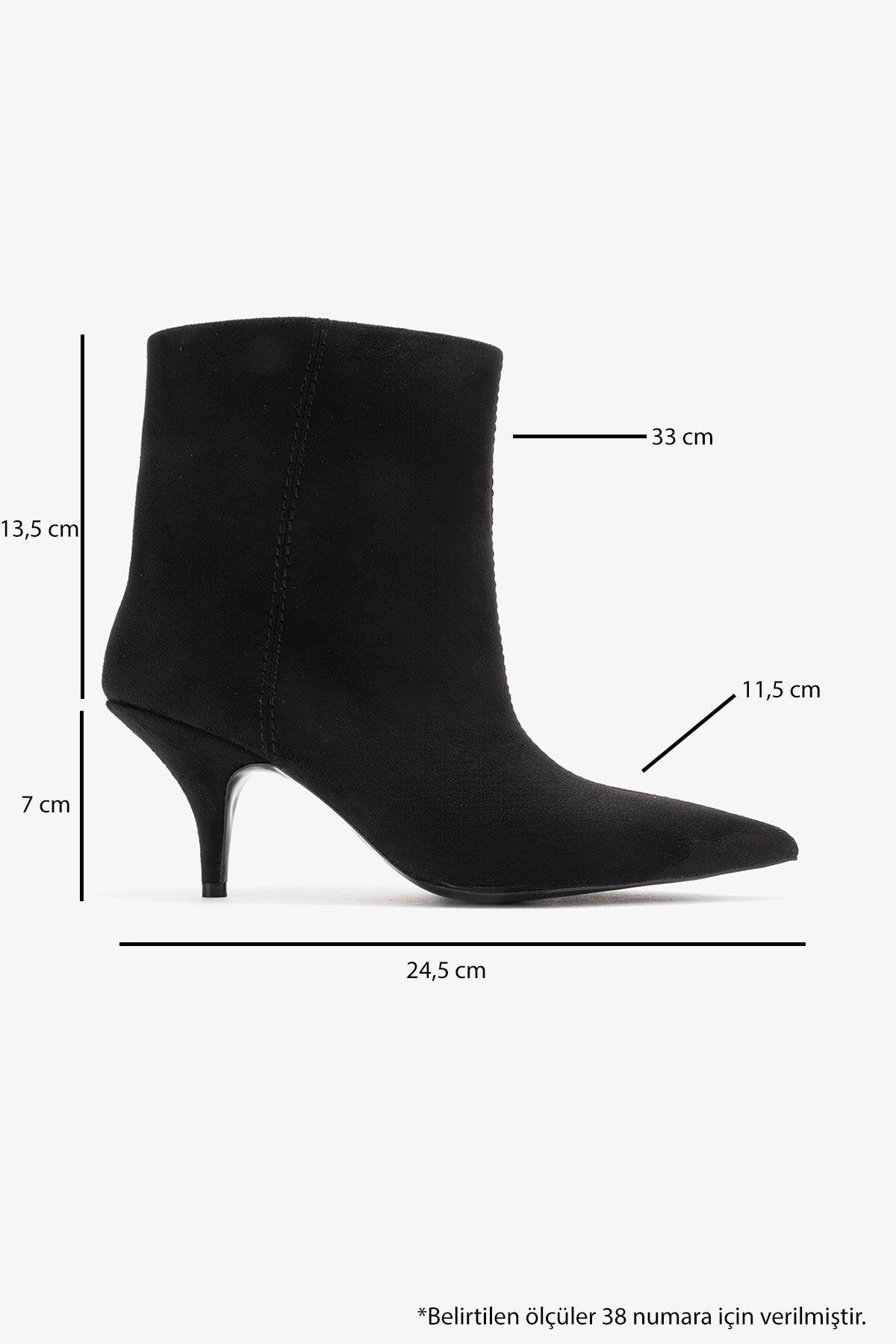 Brivelle - Black Suede Pointed Toe Heeled Boot (Women)