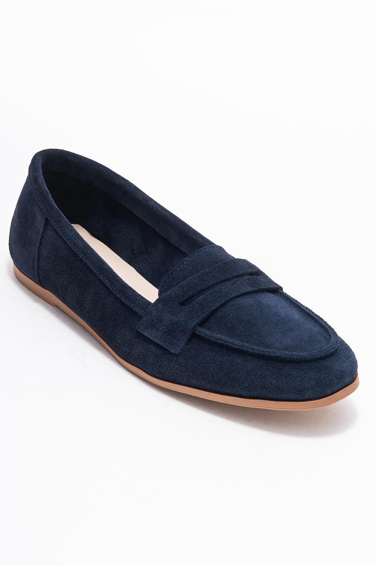 F02 - Navy Genuine Leather Loafer (Women)