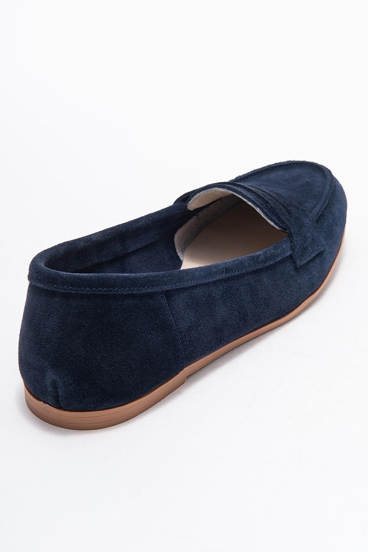 F02 - Navy Genuine Leather Loafer (Women)