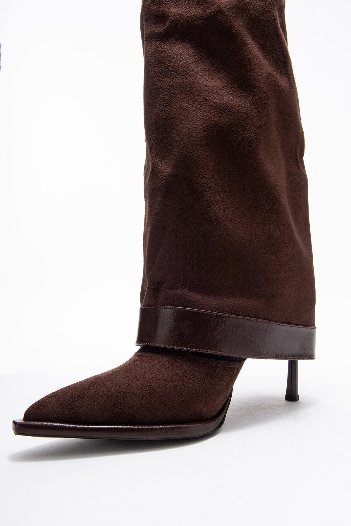 Elva - Brown Buckle Stiletto Boot (Women)