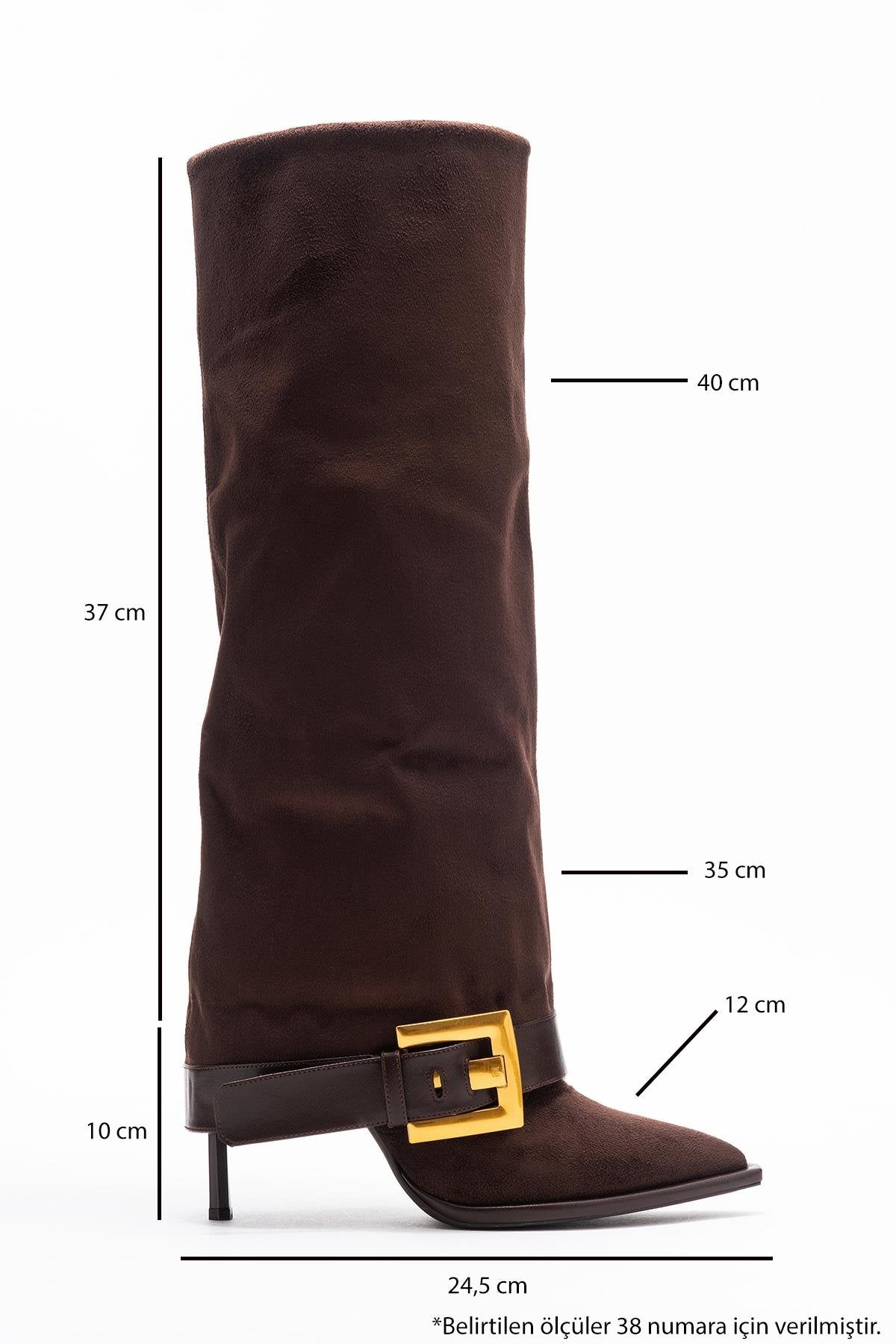 Elva - Brown Buckle Stiletto Boot (Women)