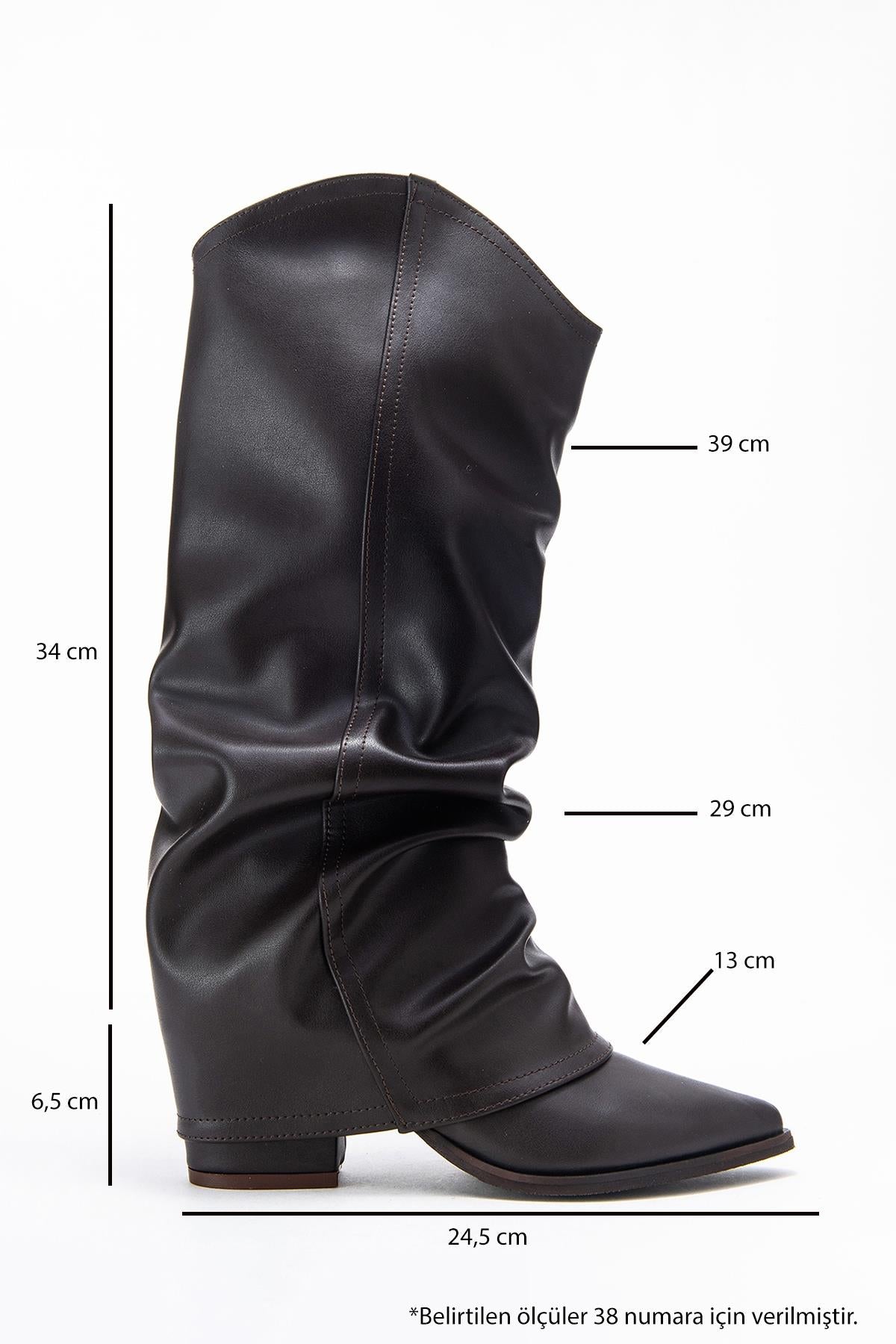 Elaris - Brown Gusseted Block Heel Knee-High Boot (Women)