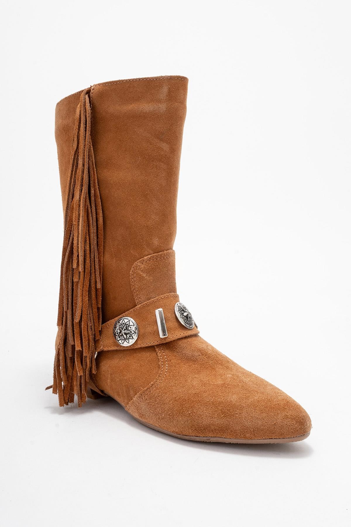 Selora - Cognac Suede Genuine Leather Western Boot (Women)