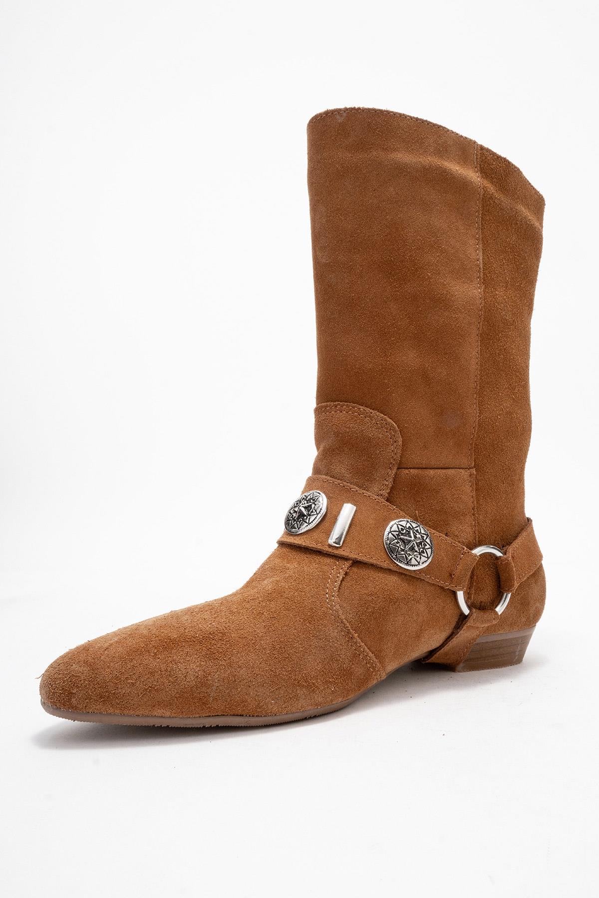Selora - Cognac Suede Genuine Leather Western Boot (Women)