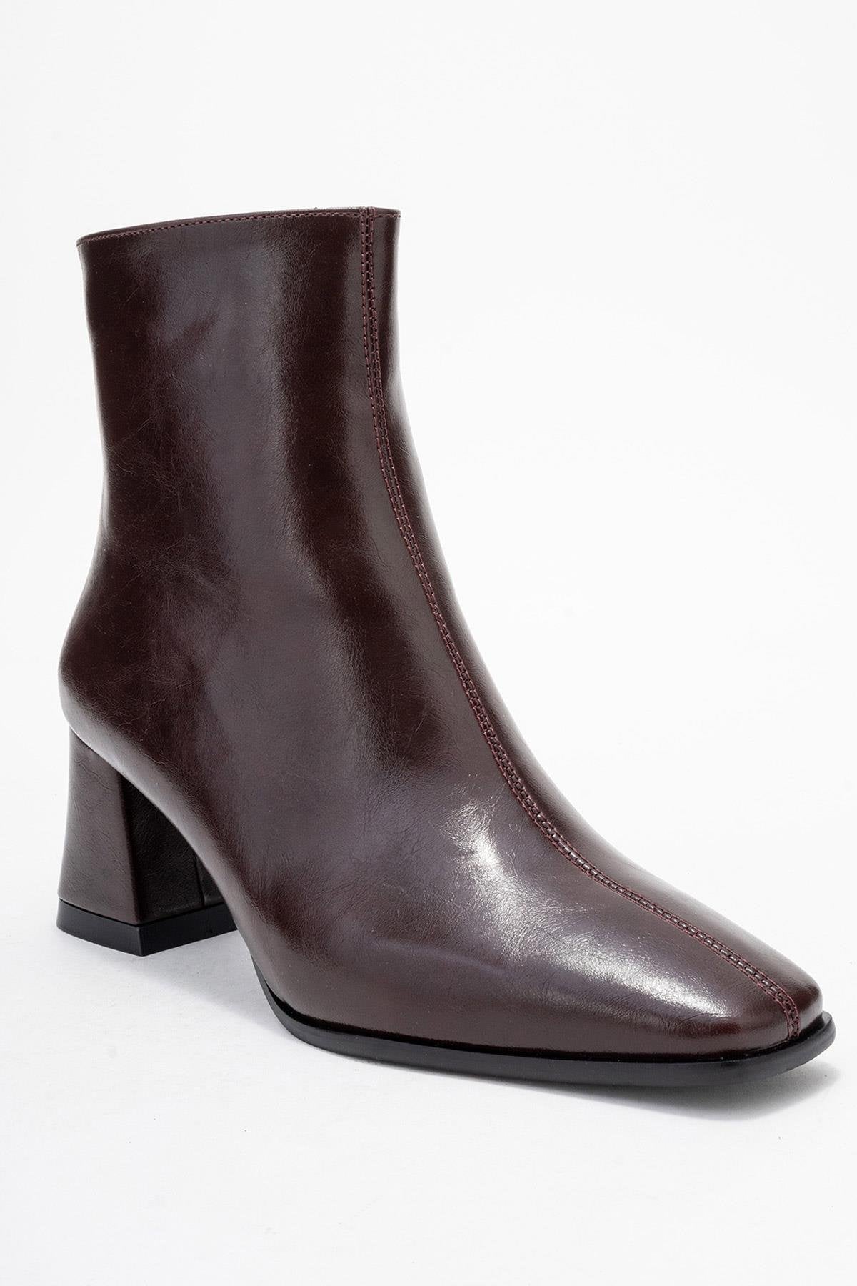 Arven - Burgundy Block Heel Ankle Boot (Women)