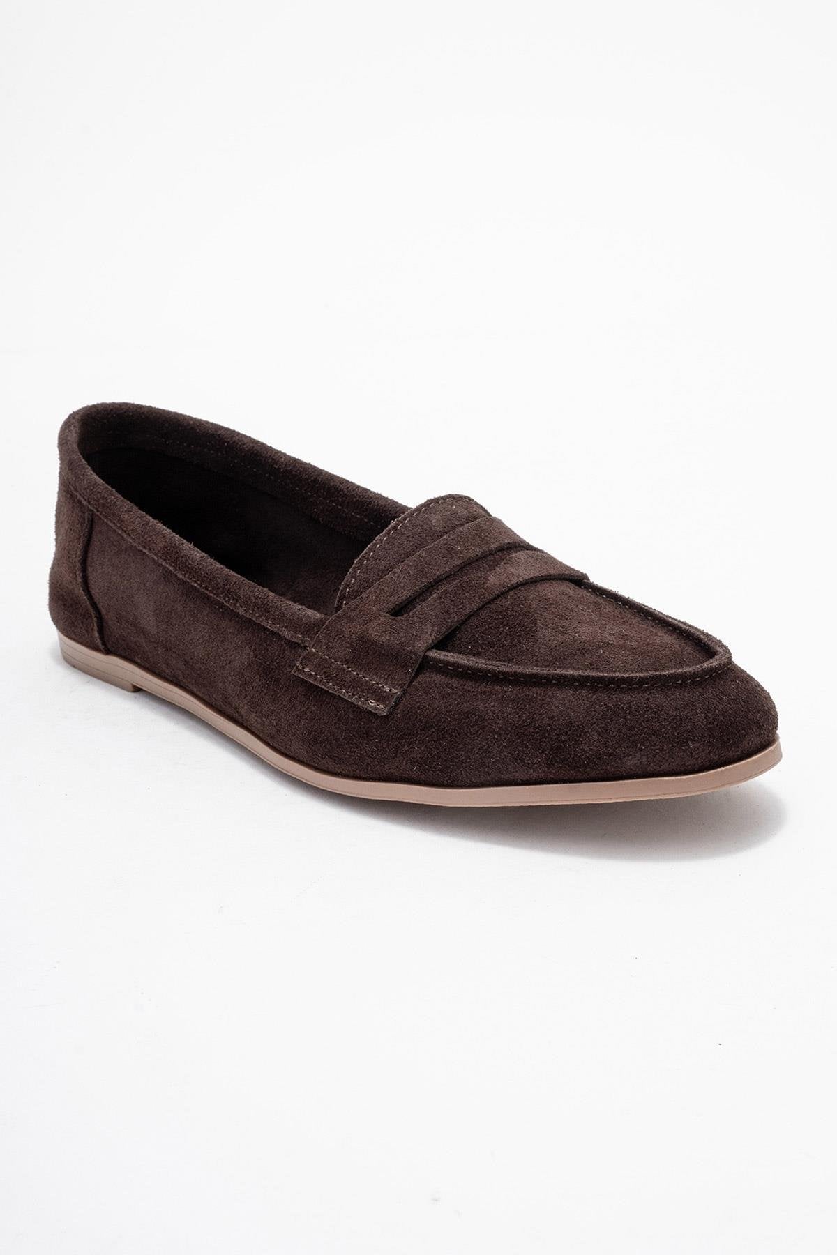 F02 - Dark Brown Genuine Leather Loafer Shoe (Women)