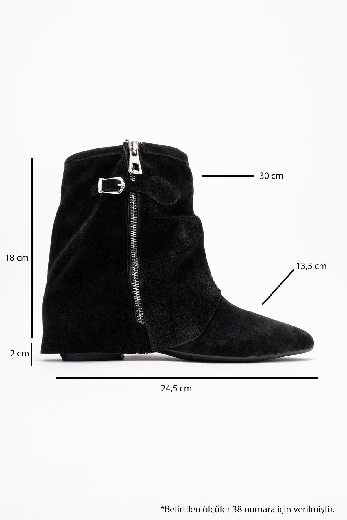 Noar - Black Genuine Leather Ruched Zip Boot (Women)