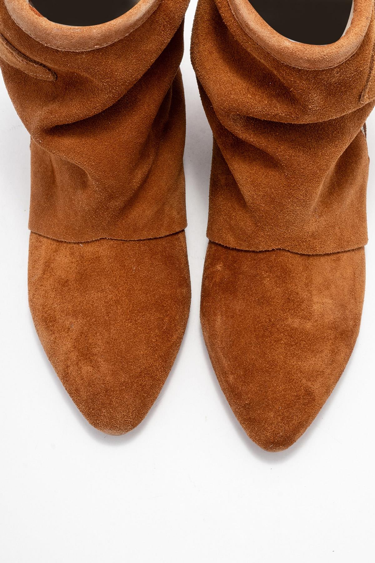 Noar - Cognac Genuine Leather Ruched Zip Boot (Women)