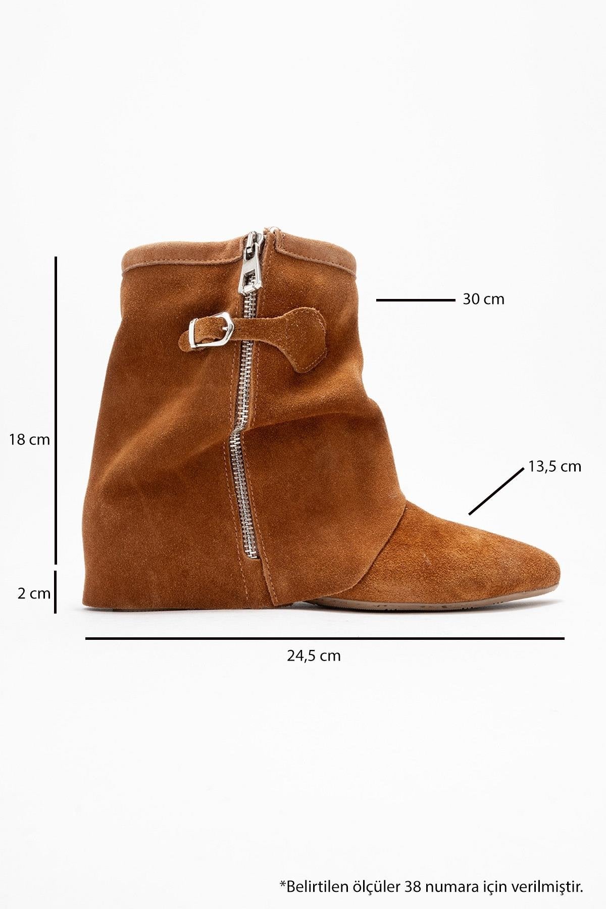 Noar - Cognac Genuine Leather Ruched Zip Boot (Women)