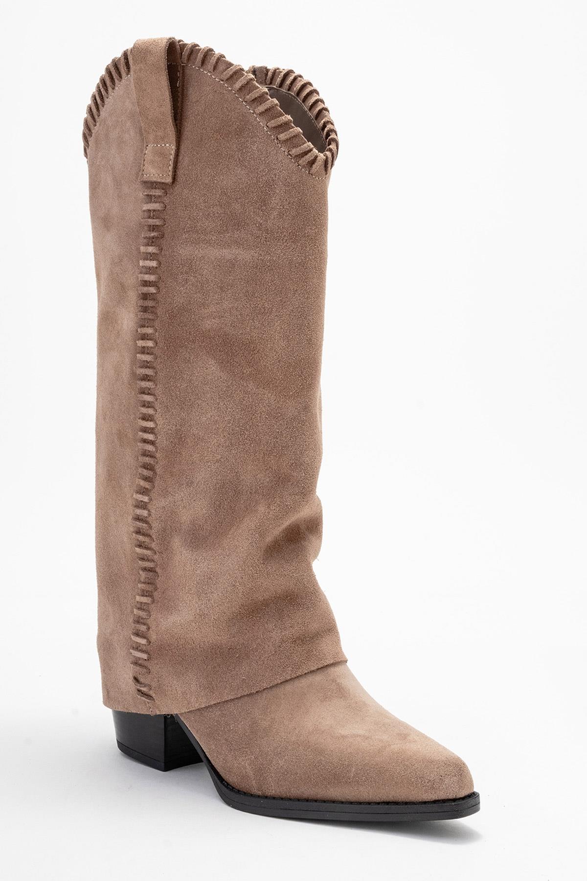 Tyler - Mocha Genuine Leather Stitched Western Boot (Women)
