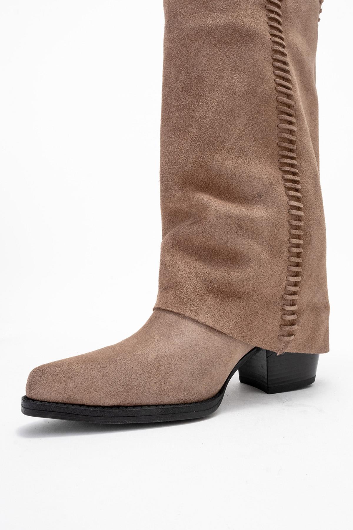 Tyler - Mocha Genuine Leather Stitched Western Boot (Women)