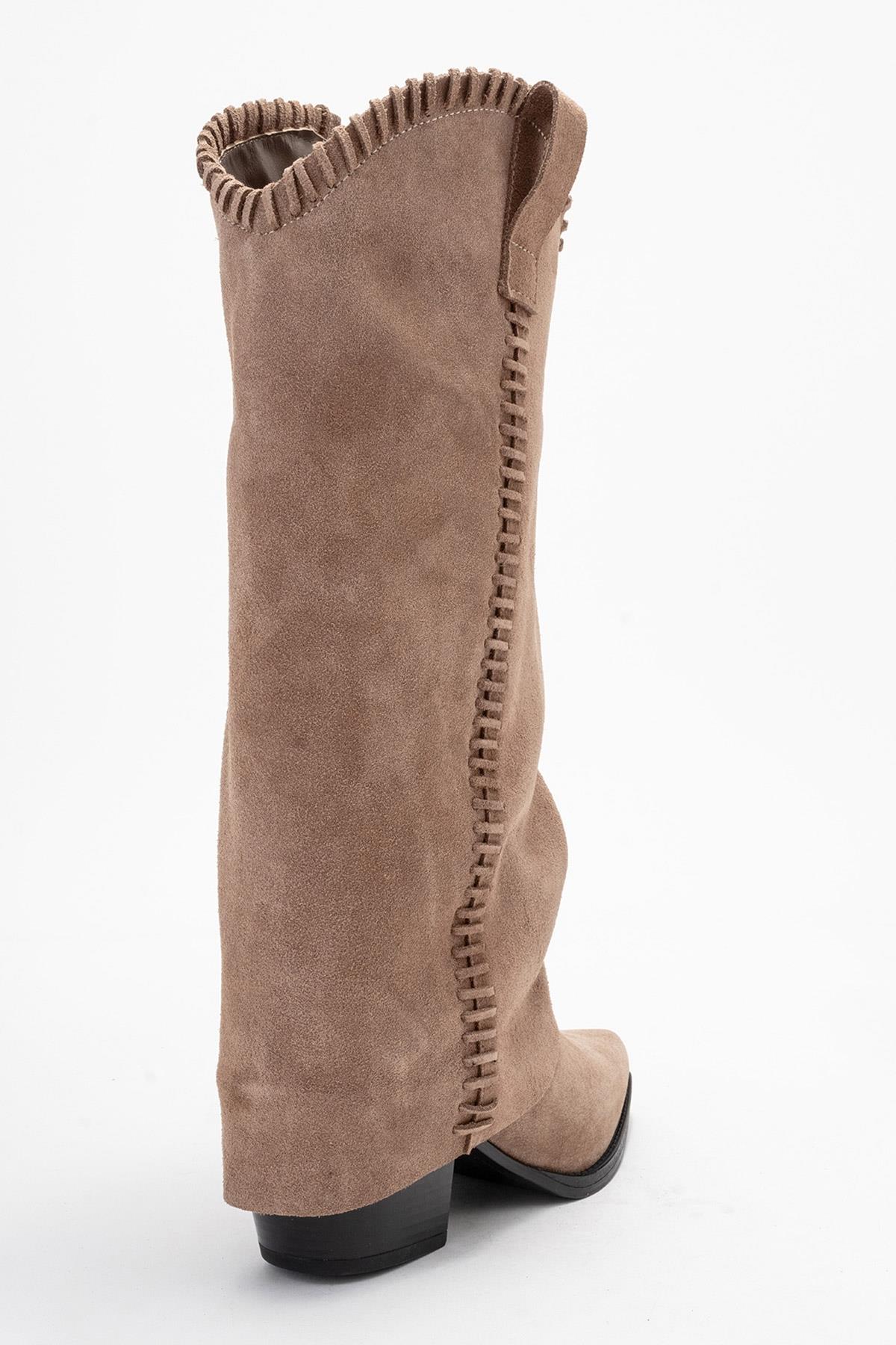 Tyler - Mocha Genuine Leather Stitched Western Boot (Women)
