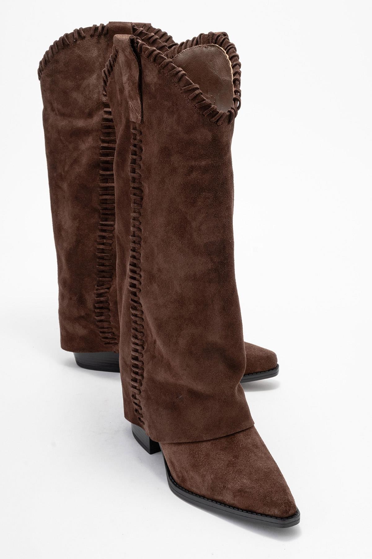 Tyler - Cognac Suede Genuine Leather Western Boot (Women)