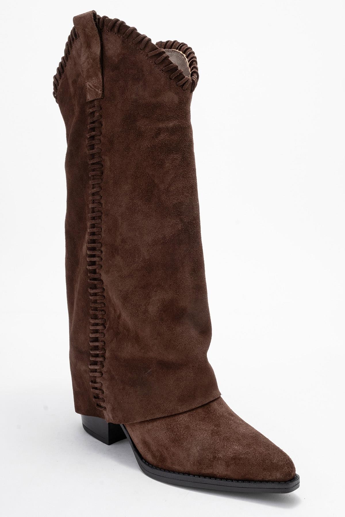 Tyler - Cognac Suede Genuine Leather Western Boot (Women)