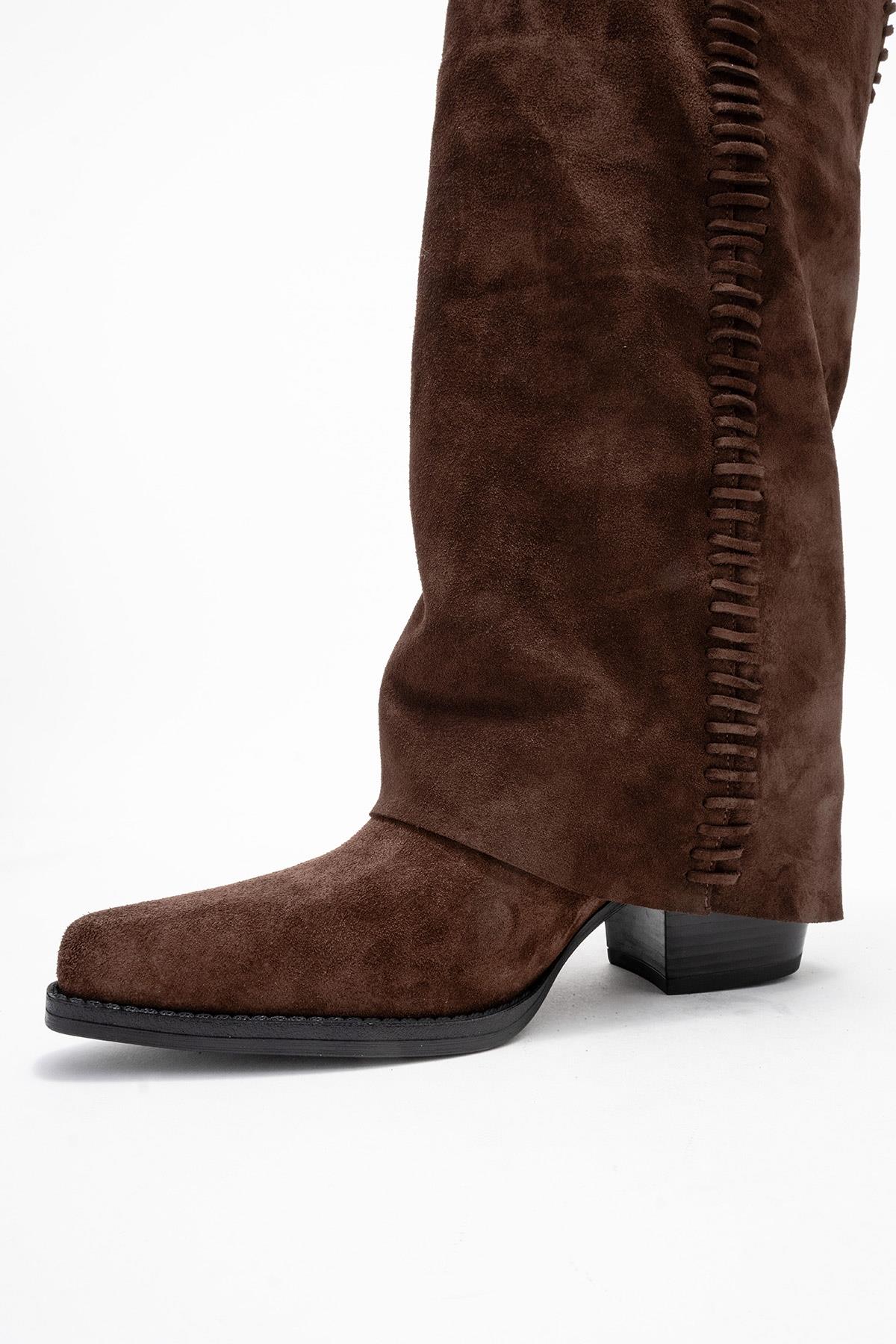 Tyler - Cognac Suede Genuine Leather Western Boot (Women)