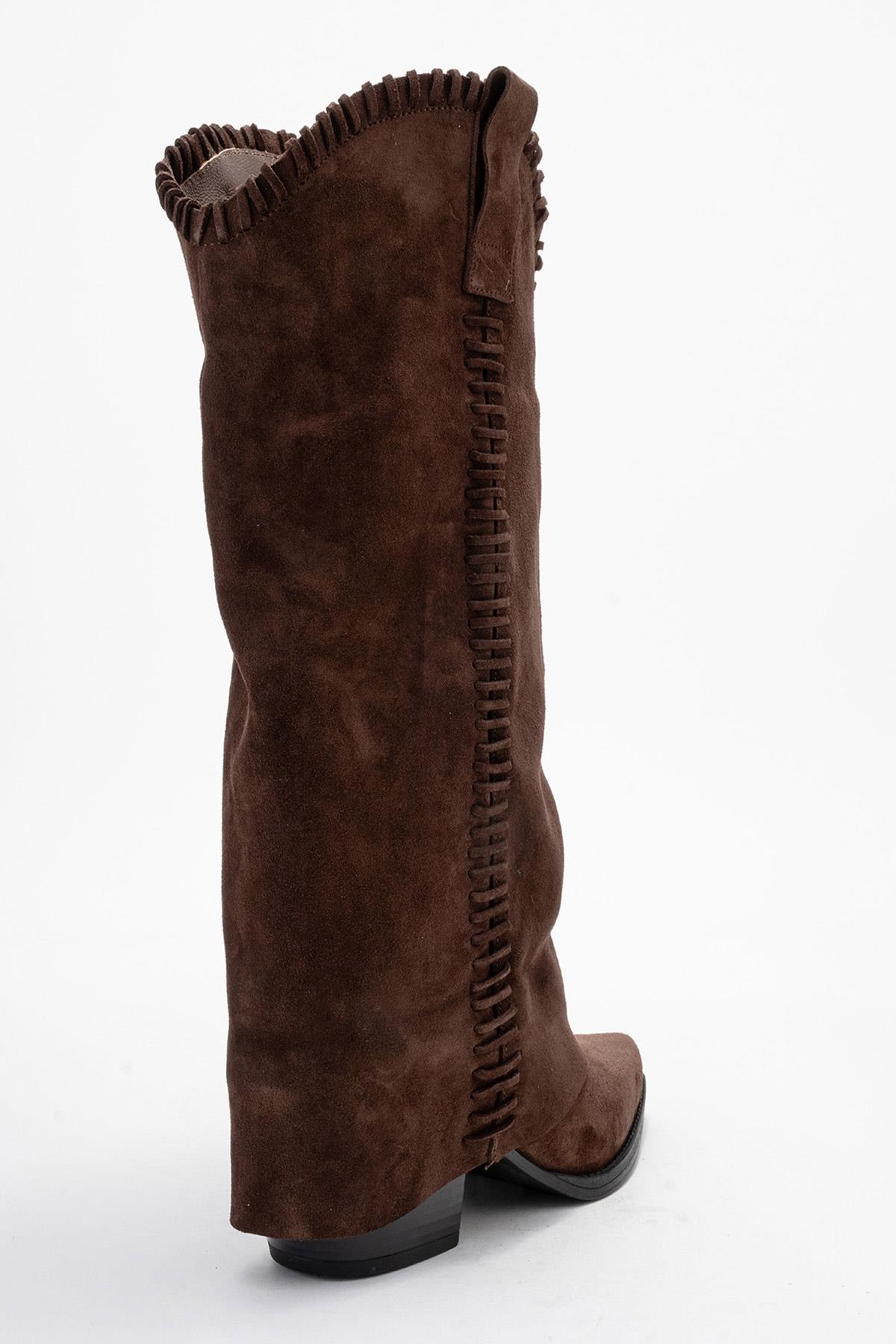 Tyler - Cognac Suede Genuine Leather Western Boot (Women)