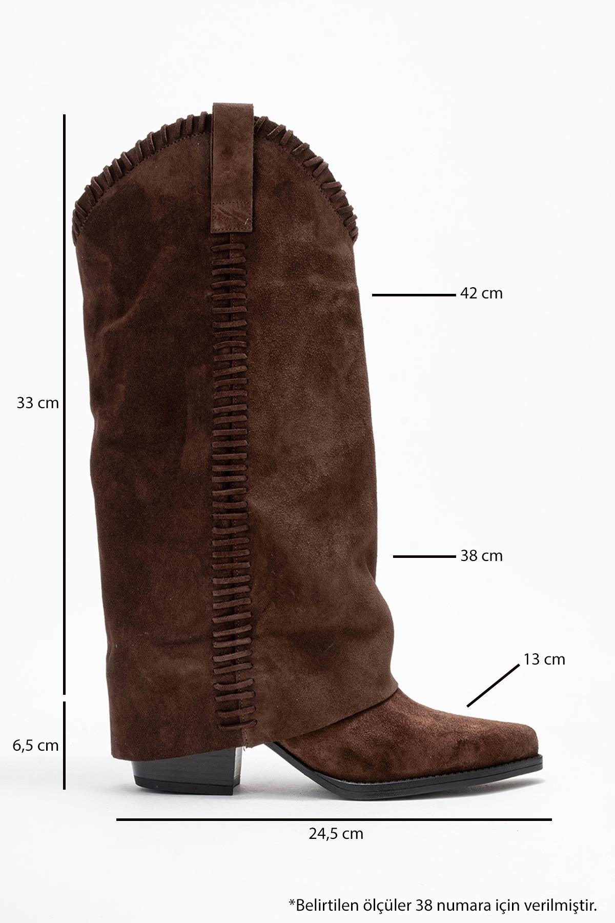 Tyler - Cognac Suede Genuine Leather Western Boot (Women)