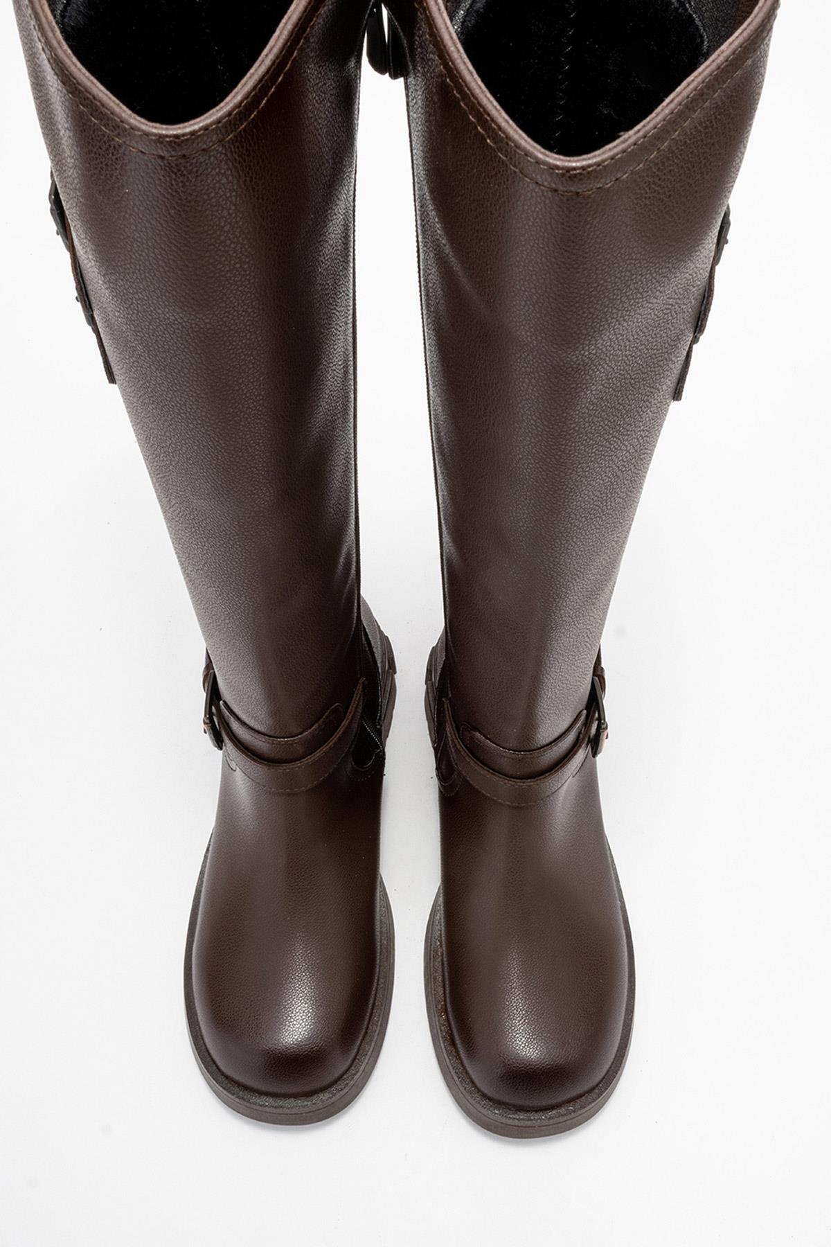 Sia - Cognac Stretch-Panel Flat Knee-High Boot (Women)