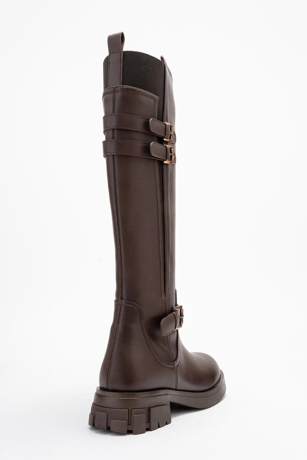Sia - Cognac Stretch-Panel Flat Knee-High Boot (Women)