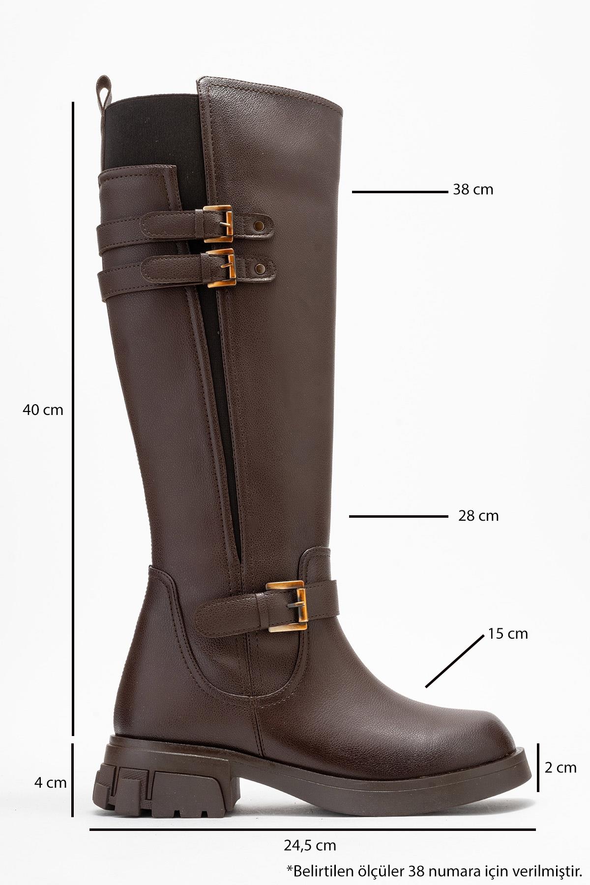 Sia - Cognac Stretch-Panel Flat Knee-High Boot (Women)