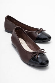 Jens - Black Genuine Leather Bow Ballet Flat (Women)