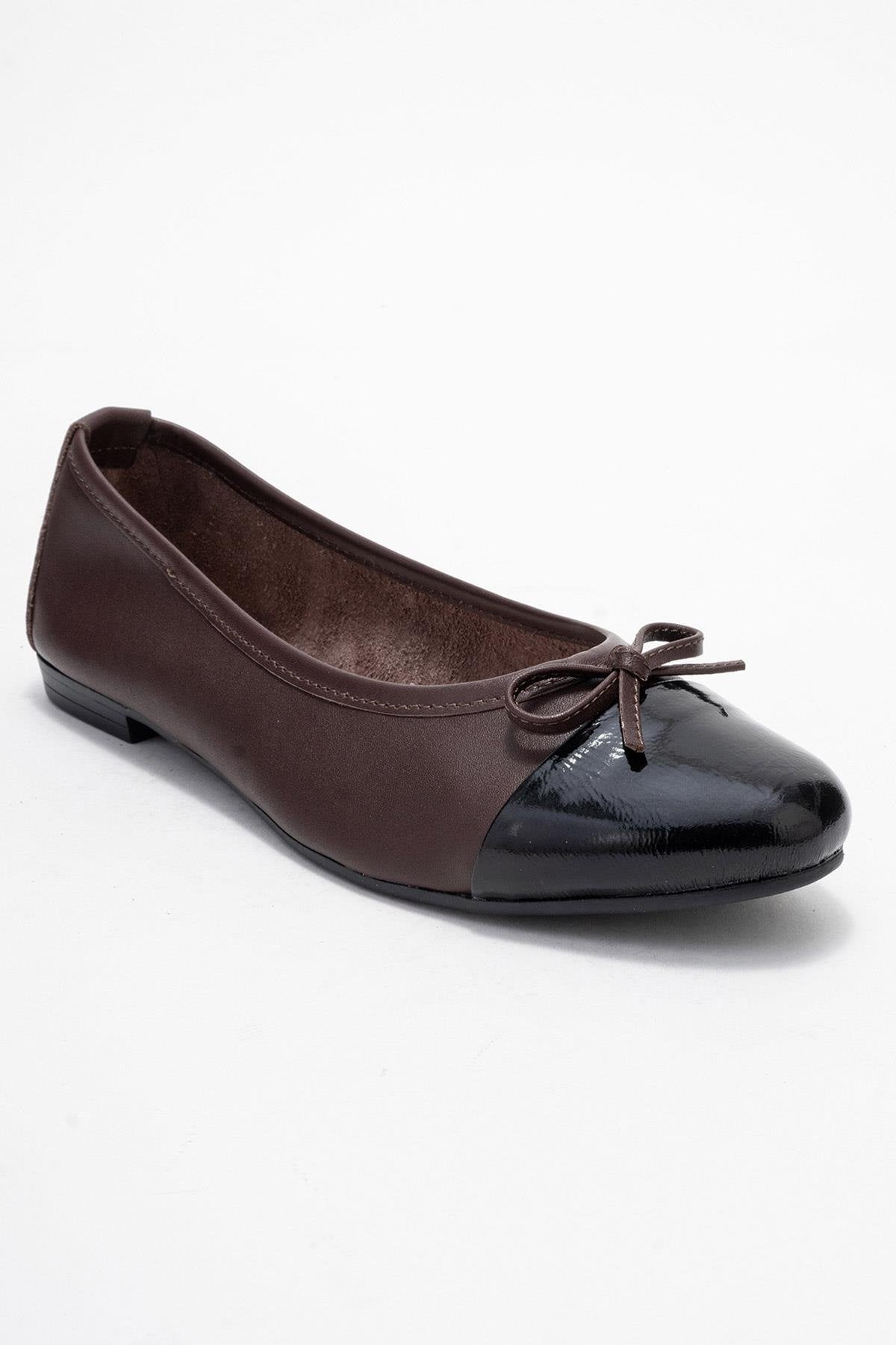 Jens - Black Genuine Leather Bow Ballet Flat (Women)