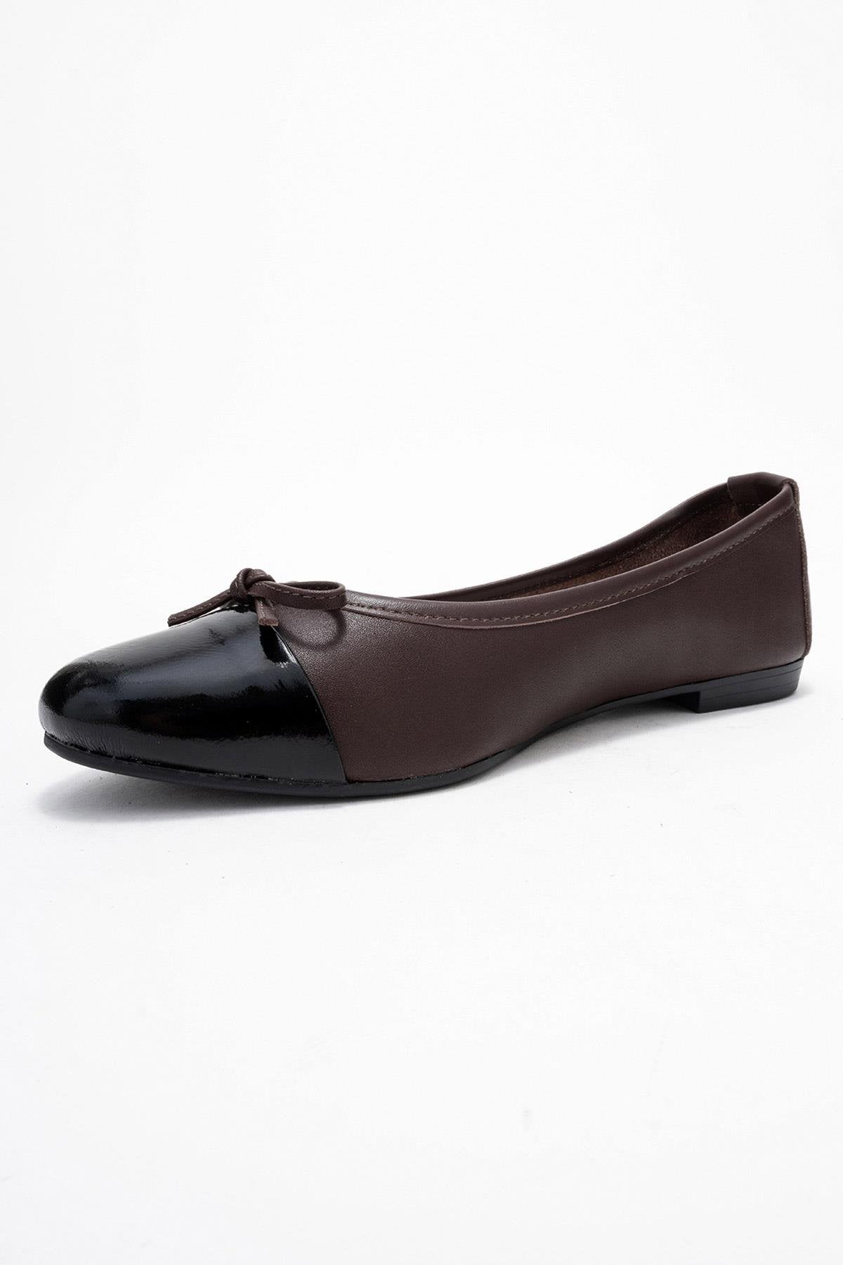 Jens - Black Genuine Leather Bow Ballet Flat (Women)