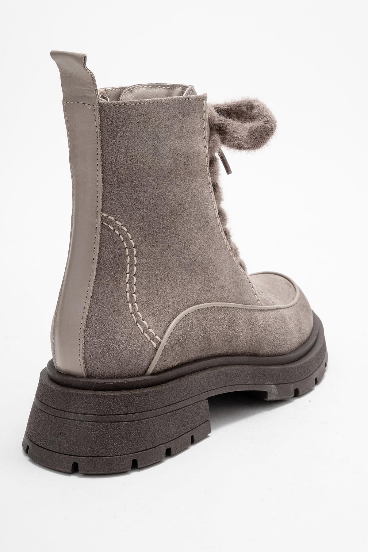 Mina - Taupe Genuine Leather Combat Boot (Women)