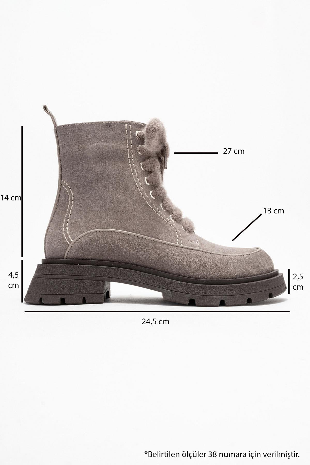 Mina - Taupe Genuine Leather Combat Boot (Women)