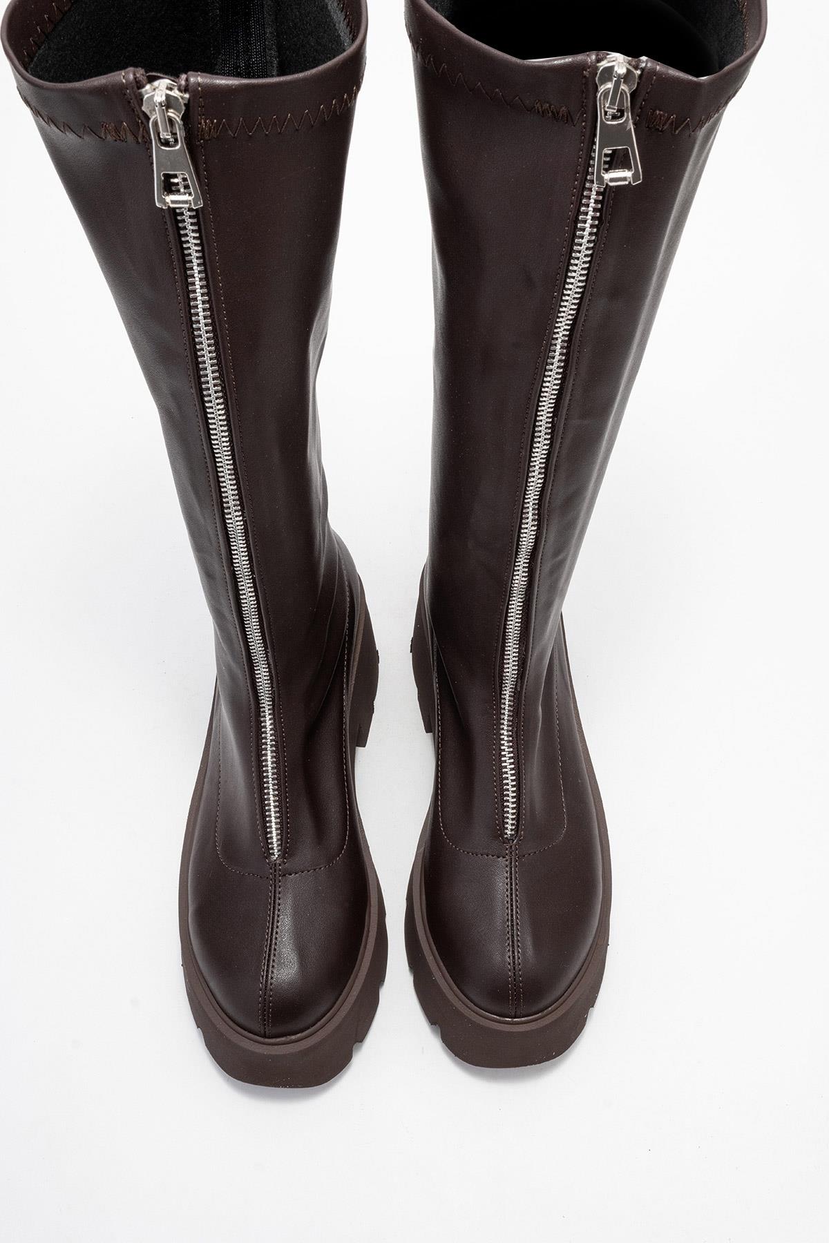 Amaronte - Brown Stretch Thick Sole Boot (Women)