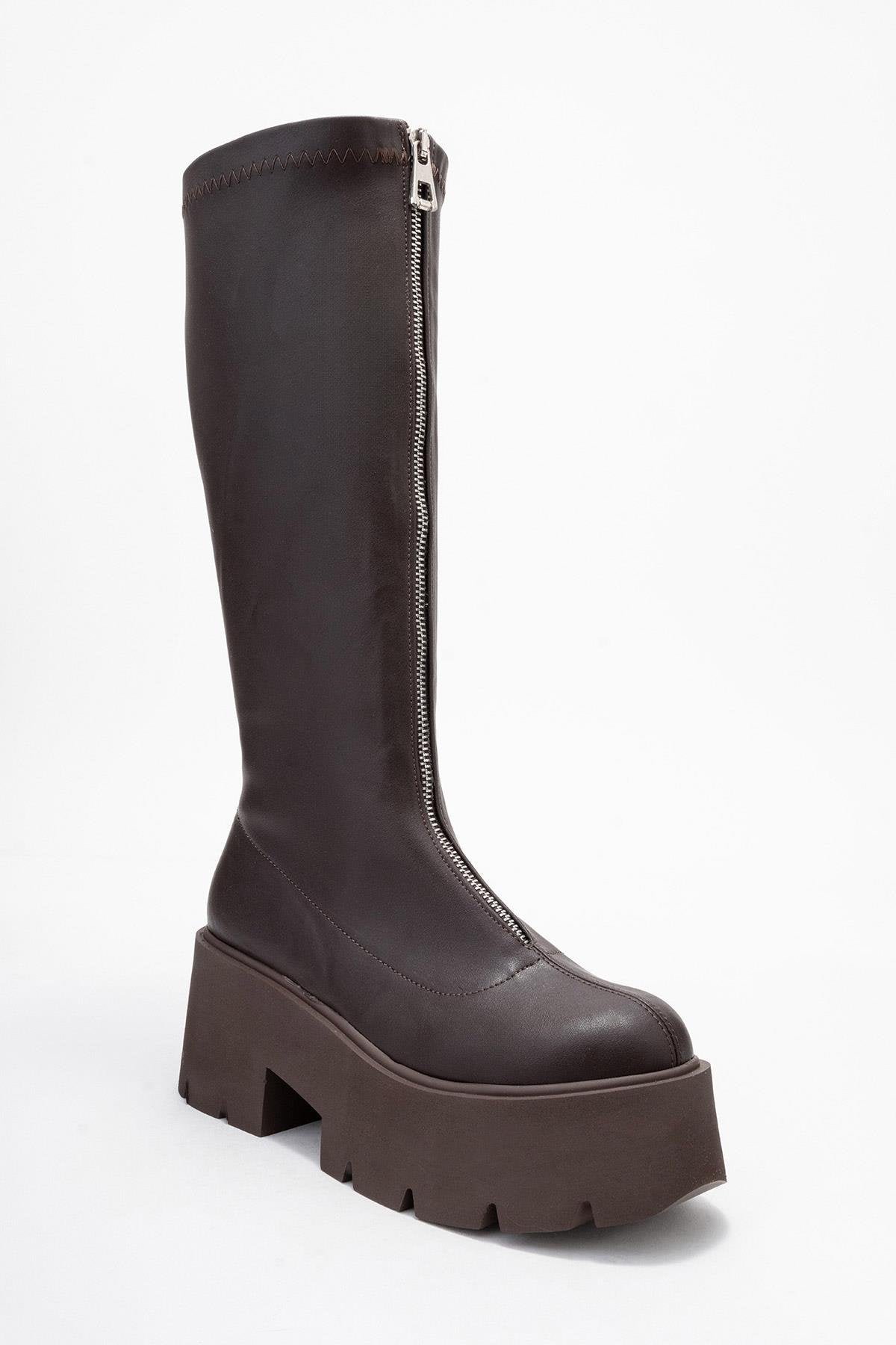 Amaronte - Brown Stretch Thick Sole Boot (Women)