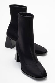 Plesa - Black Scuba Block Heel Boot (Women)