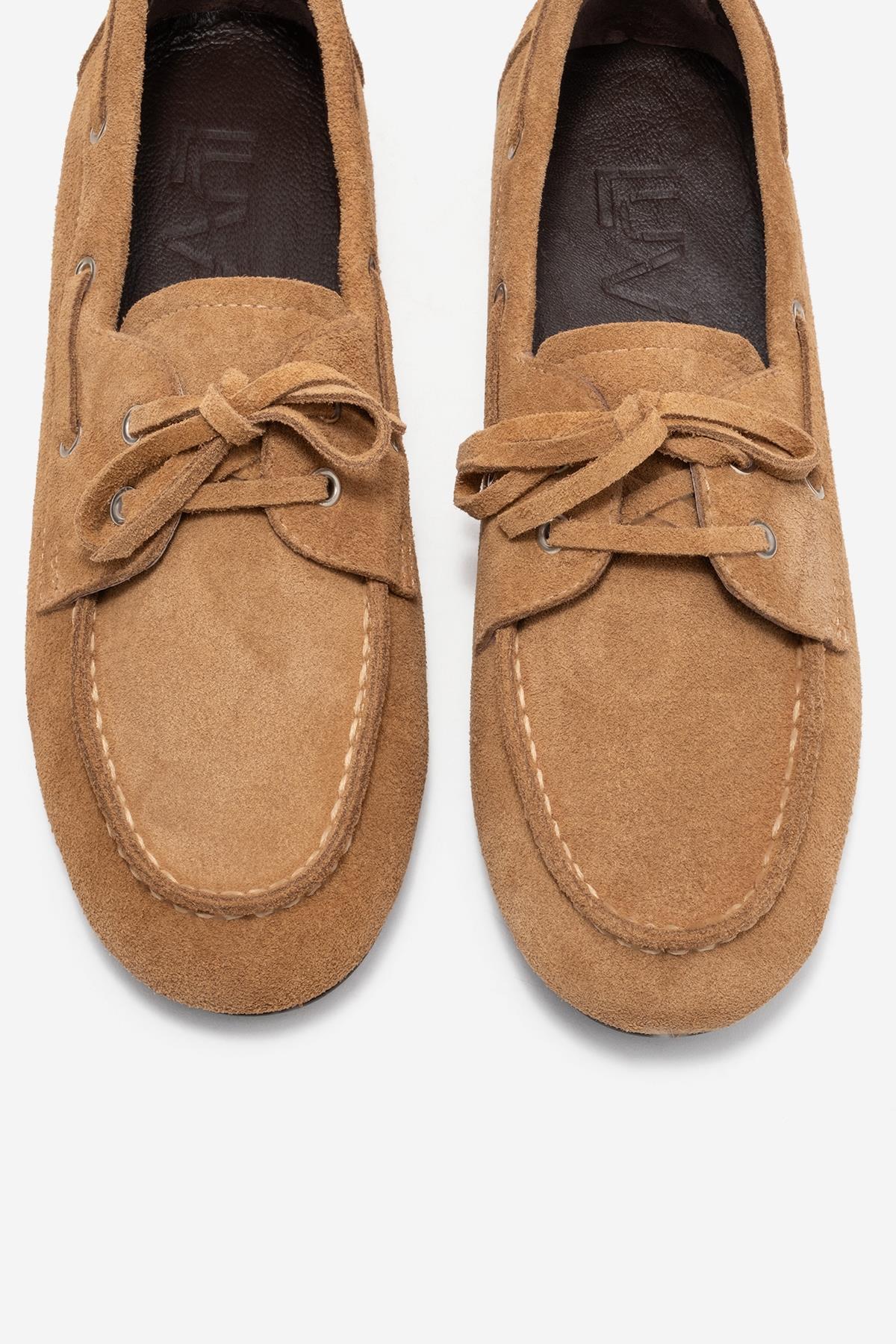 Serelis - Taupe Suede Genuine Leather Lace-Up Loafer (Women)