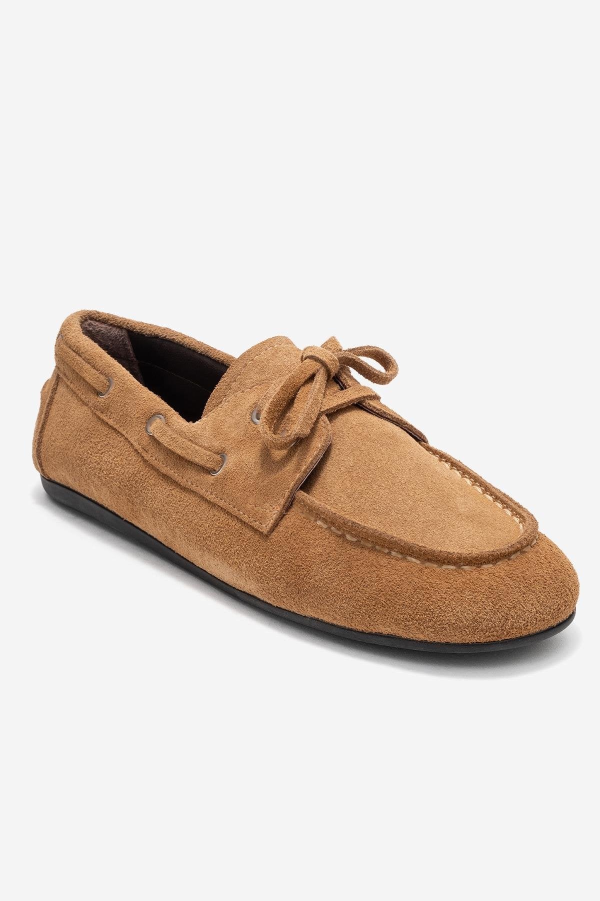 Serelis - Taupe Suede Genuine Leather Lace-Up Loafer (Women)