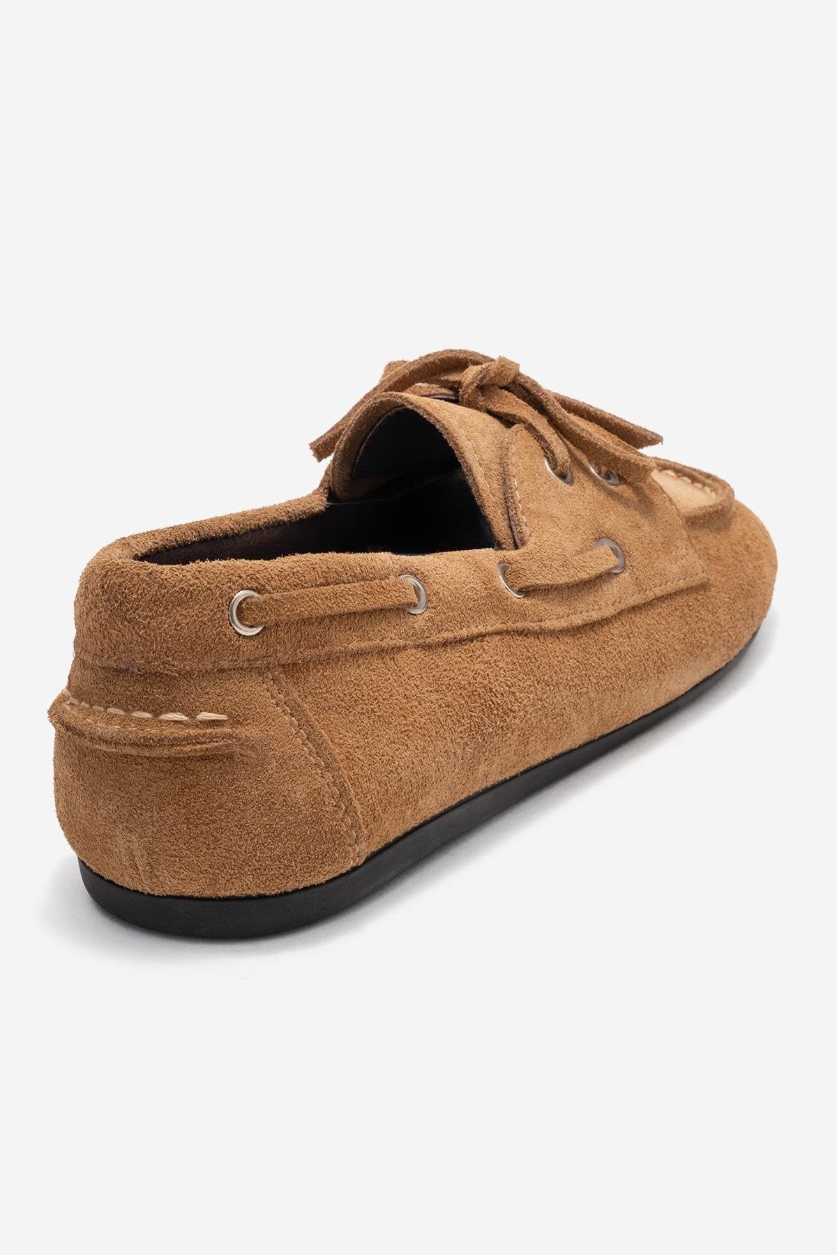 Serelis - Taupe Suede Genuine Leather Lace-Up Loafer (Women)