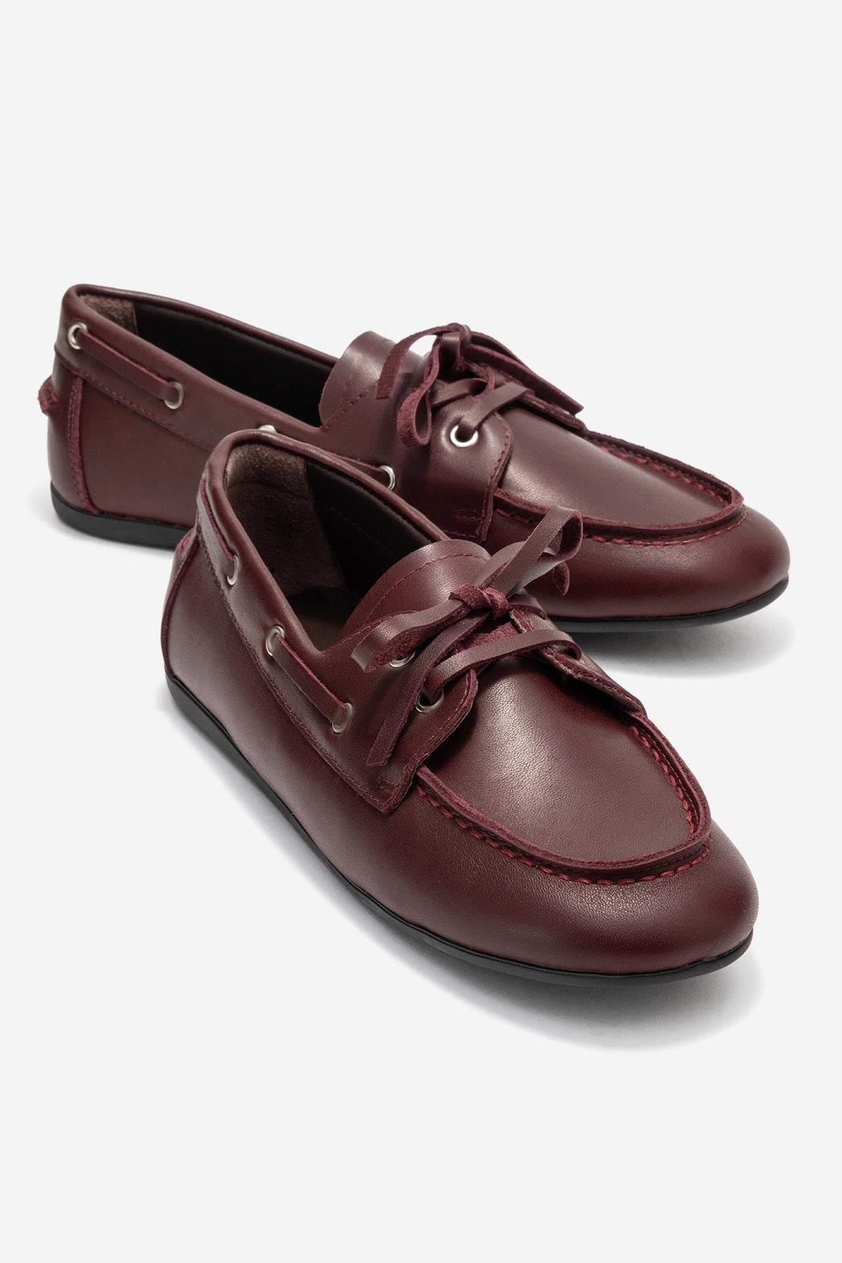 Serelis - Burgundy Genuine Leather Lace-Up Loafer (Women)