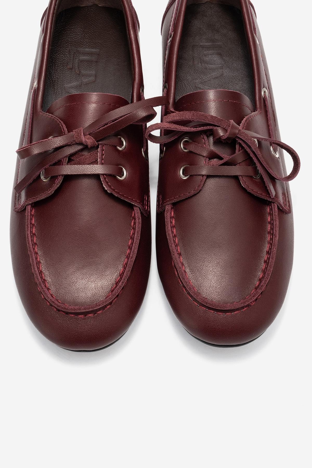Serelis - Burgundy Genuine Leather Lace-Up Loafer (Women)