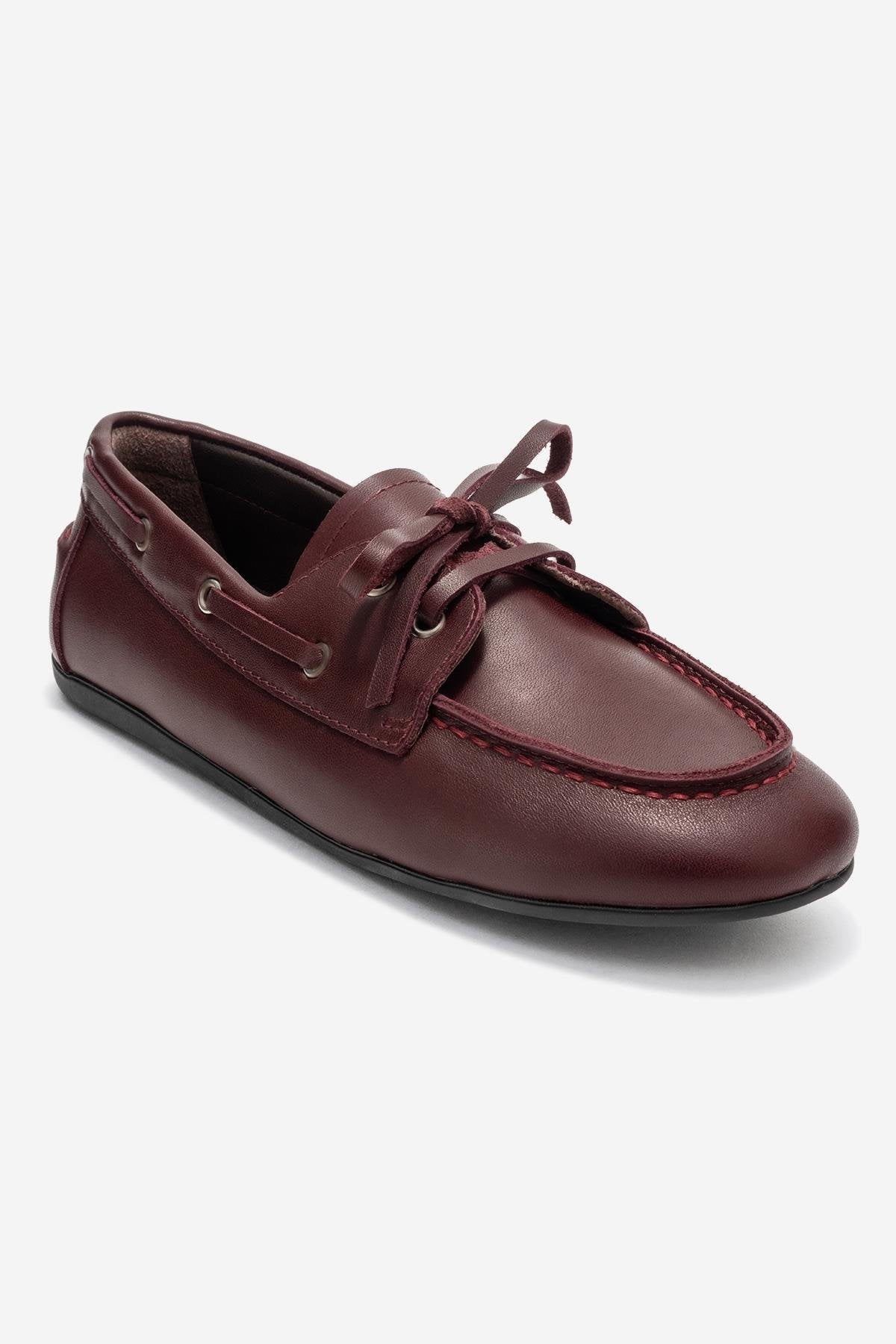 Serelis - Burgundy Genuine Leather Lace-Up Loafer (Women)