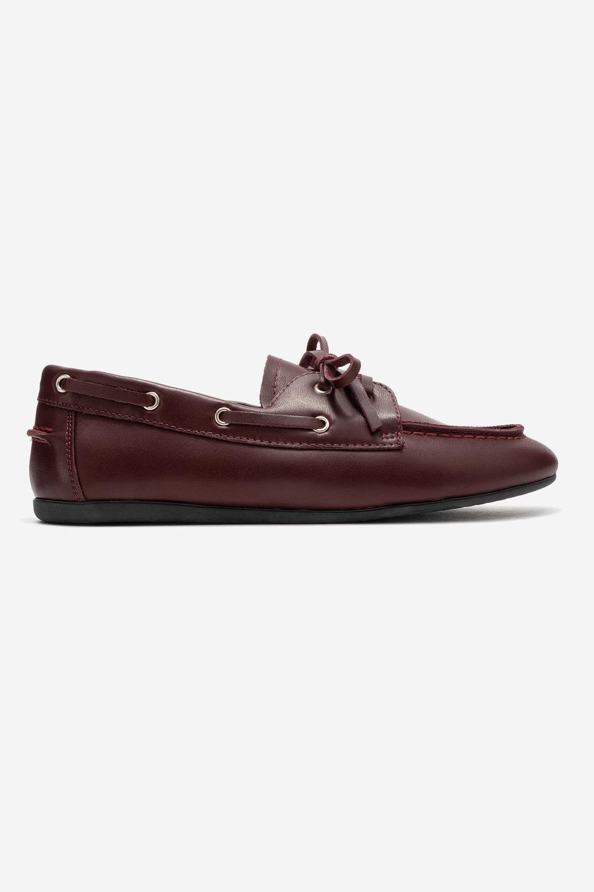 Serelis - Burgundy Genuine Leather Lace-Up Loafer (Women)