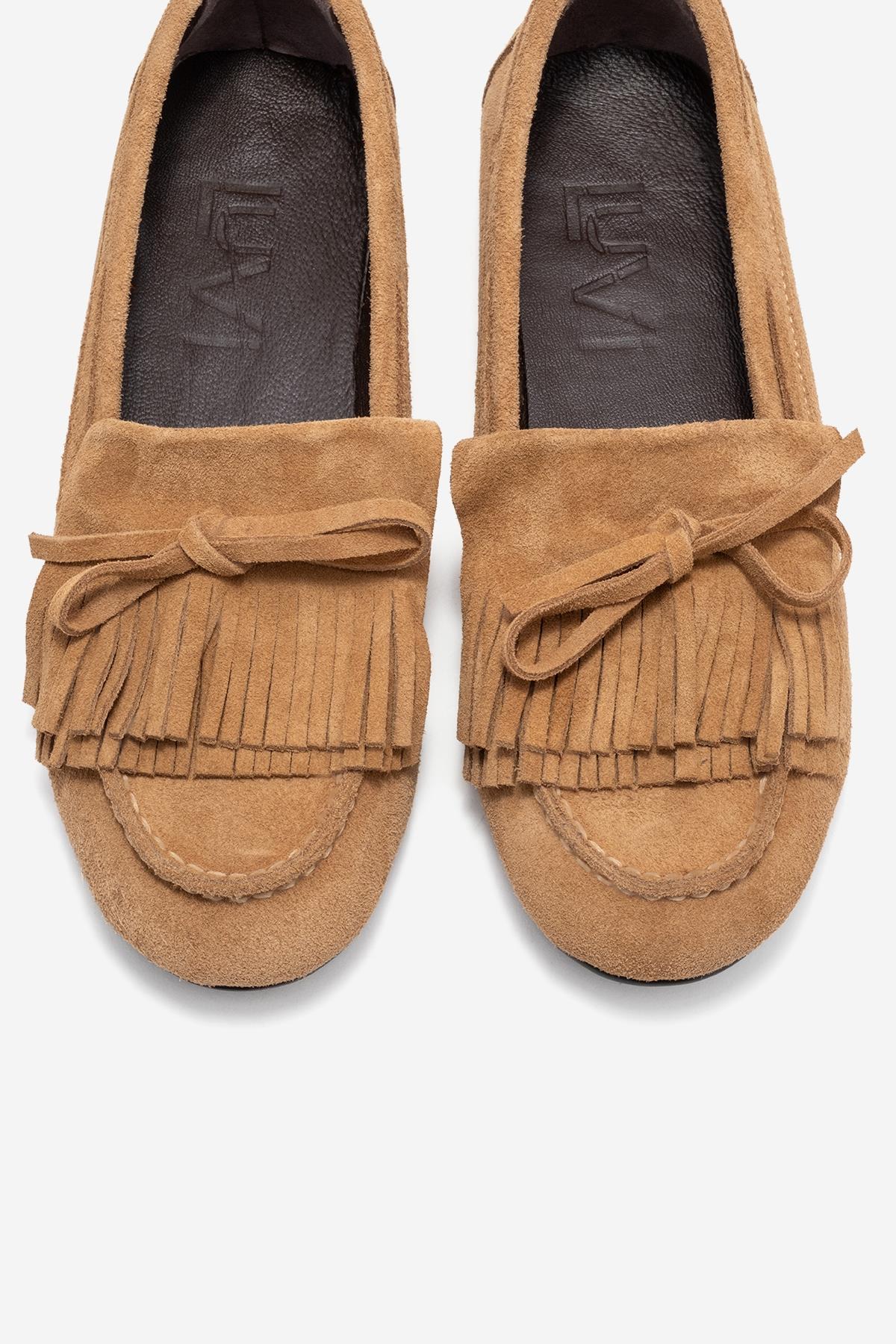 Axeli - Taupe Suede Genuine Leather Bow Tassel Loafer (Women)