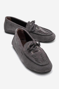 Lorven - Smoke Suede Genuine Leather Lace-Up Loafer Shoe (Women)