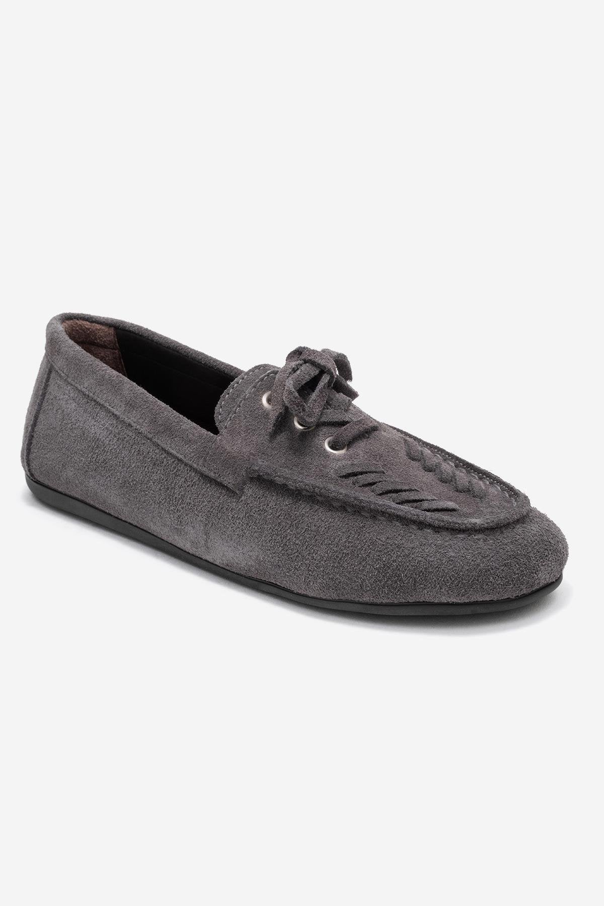 Lorven - Smoke Suede Genuine Leather Lace-Up Loafer Shoe (Women)