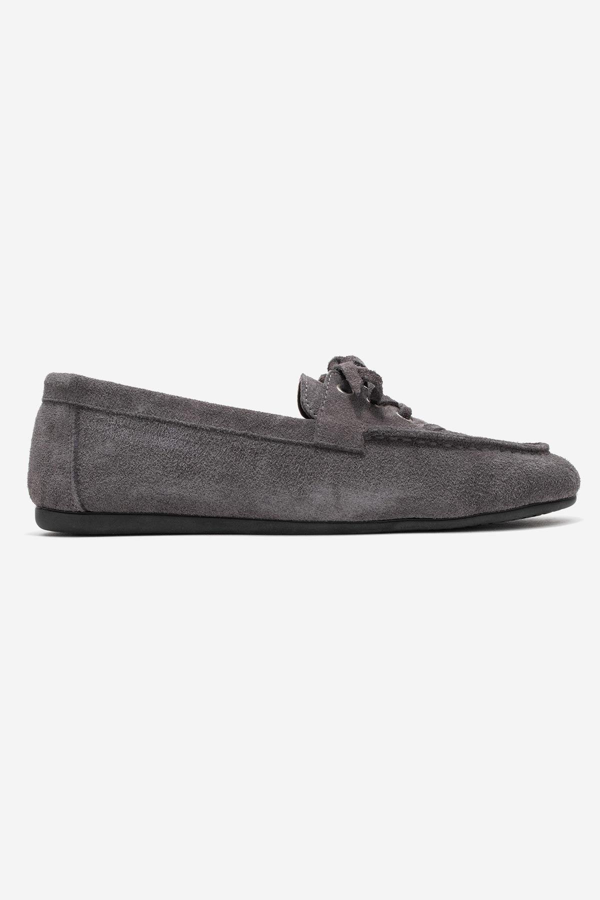 Lorven - Smoke Suede Genuine Leather Lace-Up Loafer Shoe (Women)
