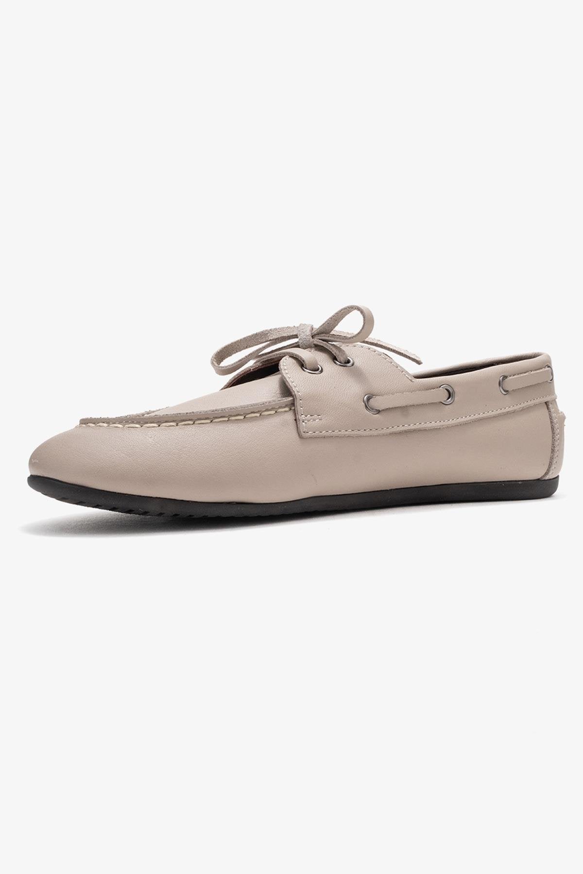 Serelis - Stone Genuine Leather Lace-Up Loafer Shoe (Women)
