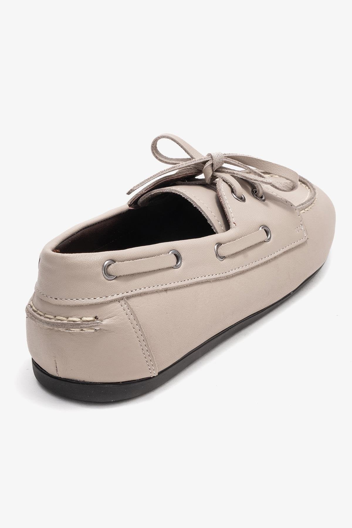 Serelis - Stone Genuine Leather Lace-Up Loafer Shoe (Women)