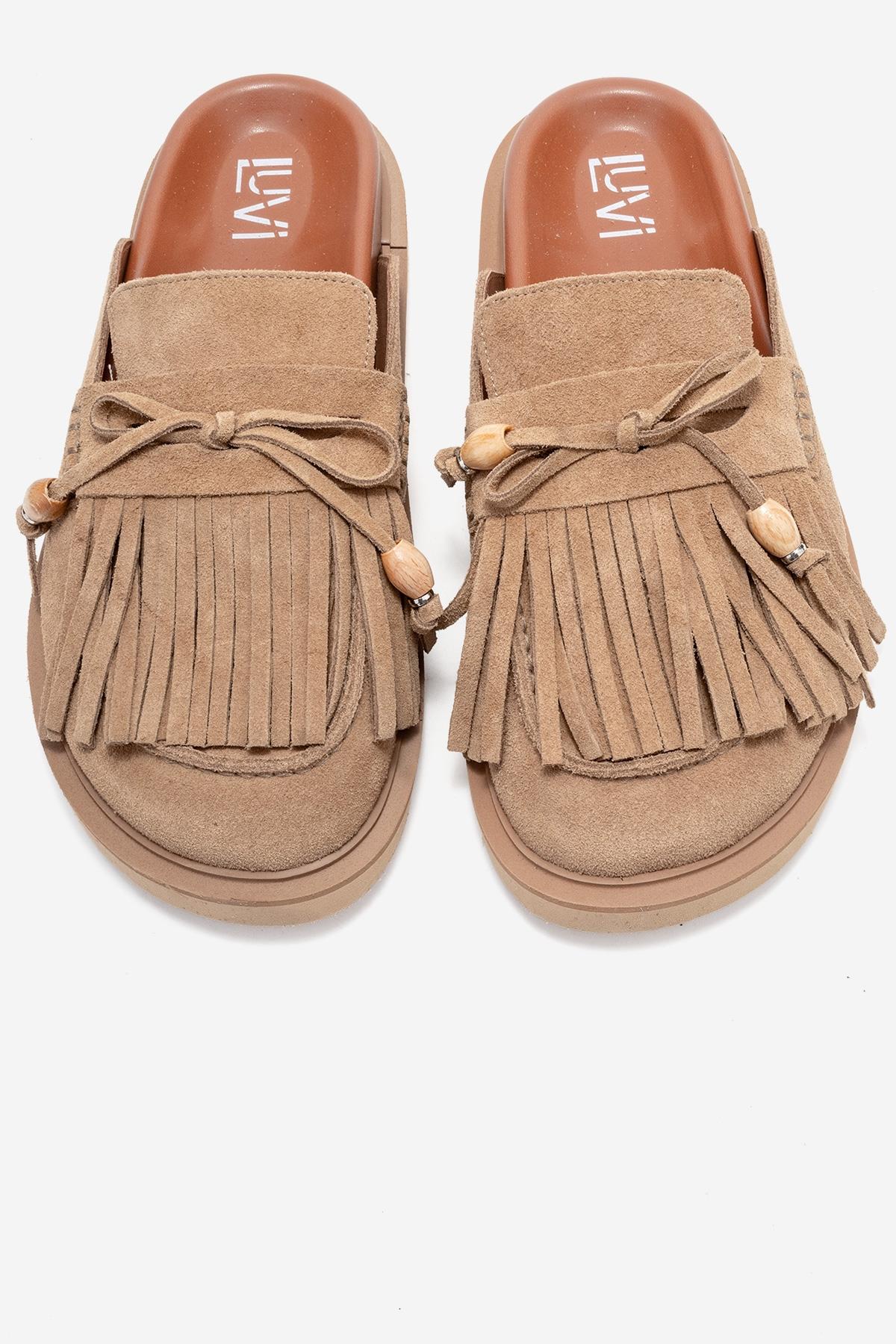 Carol - Taupe Suede Genuine Leather Closed-Toe Mule (Women)