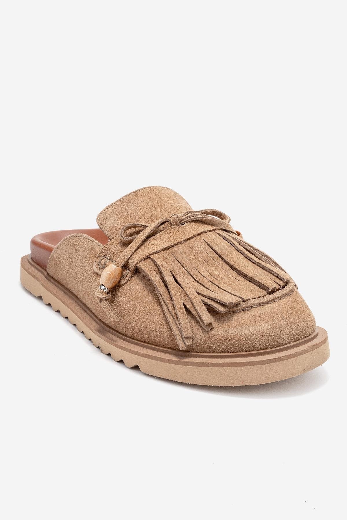 Carol - Taupe Suede Genuine Leather Closed-Toe Mule (Women)