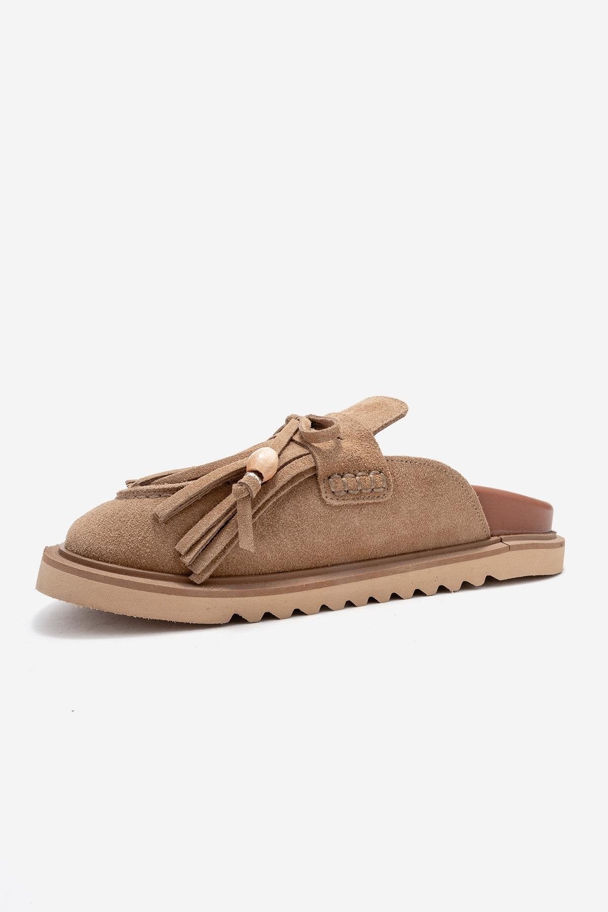 Carol - Taupe Suede Genuine Leather Closed-Toe Mule (Women)